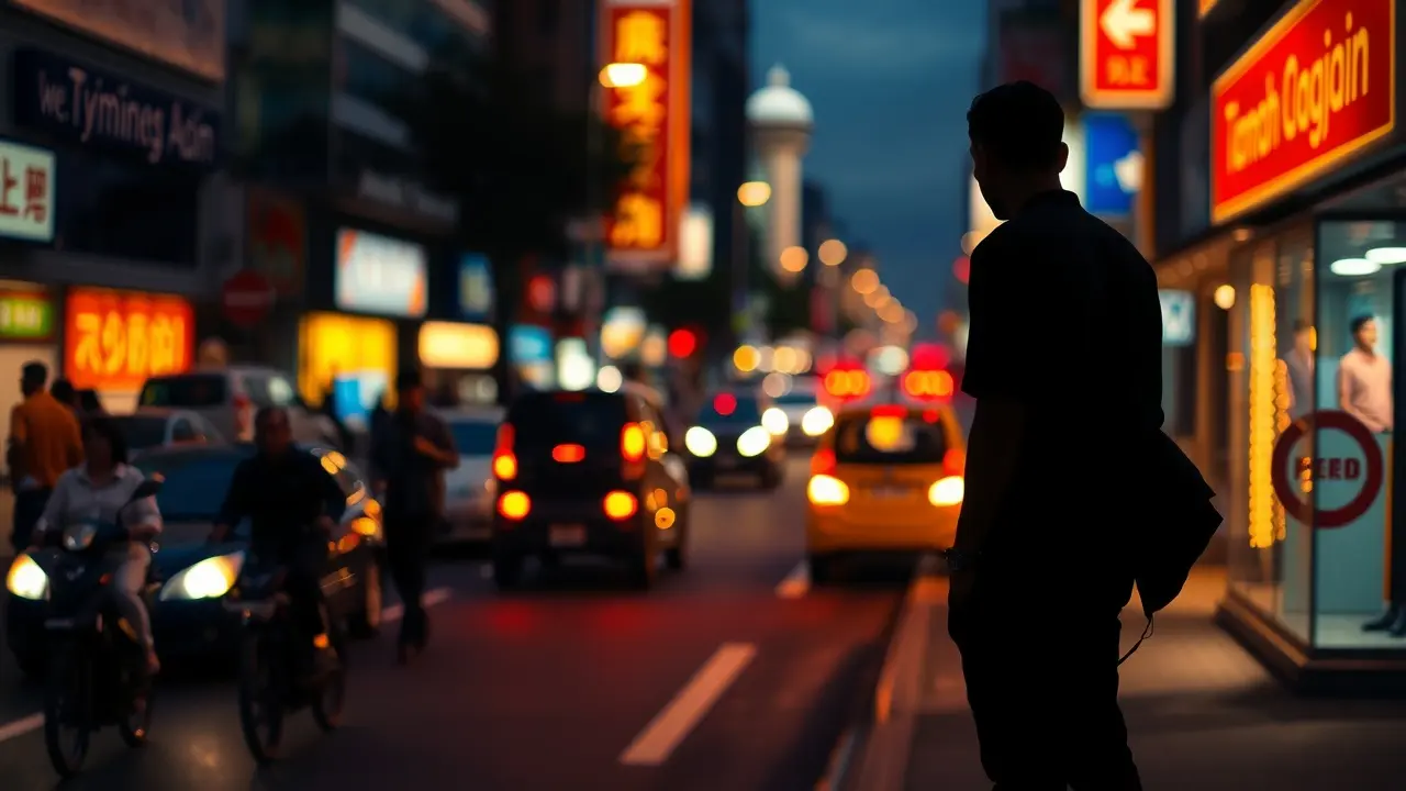 Decifrando Sonhos: O Significado Oculto de Sonhar com Marginalização Homem solitário à margem da cidade.