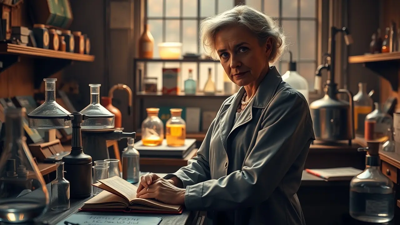 O Significado Profundo de Sonhar com Marie Curie Marie Curie trabalhando em seu laboratório.