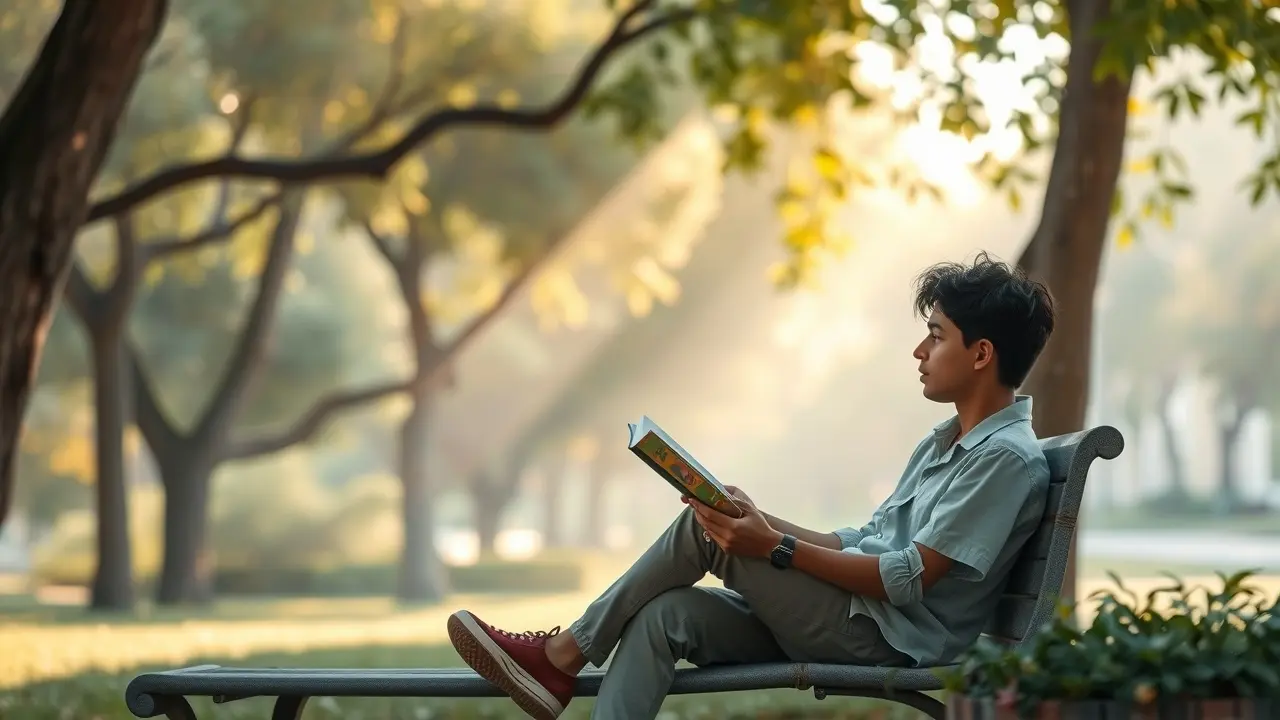 Sonho com Mario Quintana em um parque ensolarado
