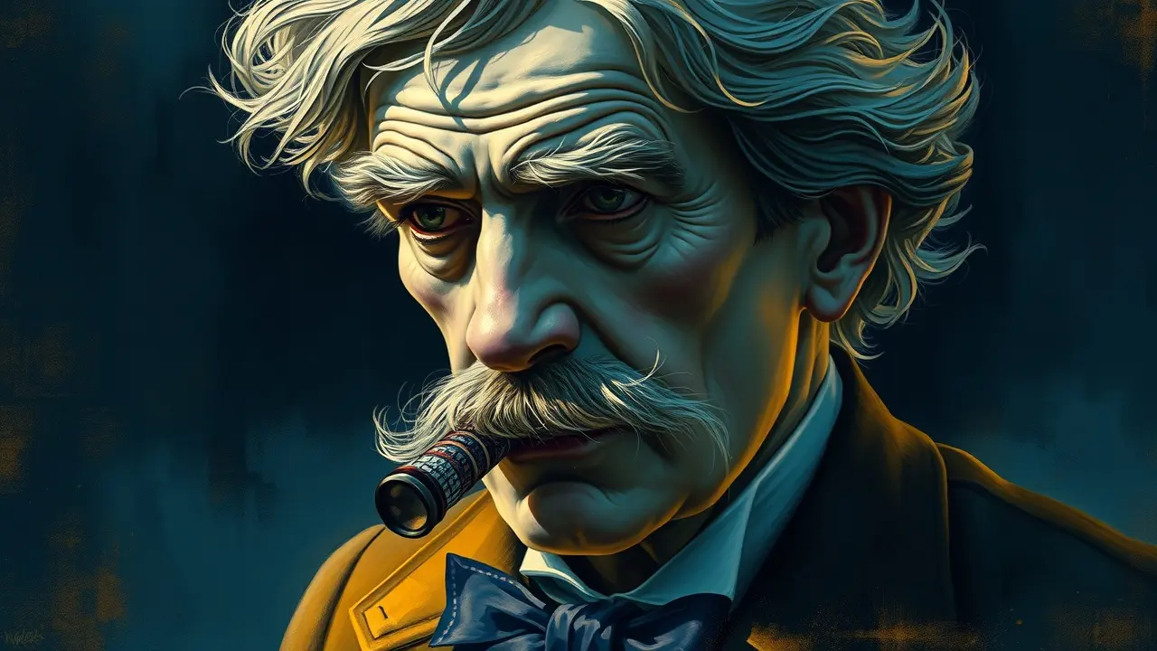 Homem idoso com bigode branco em um sonho.