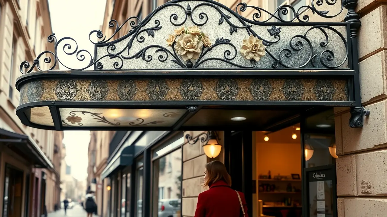 Marquise antiga e charmosa em cidade europeia.