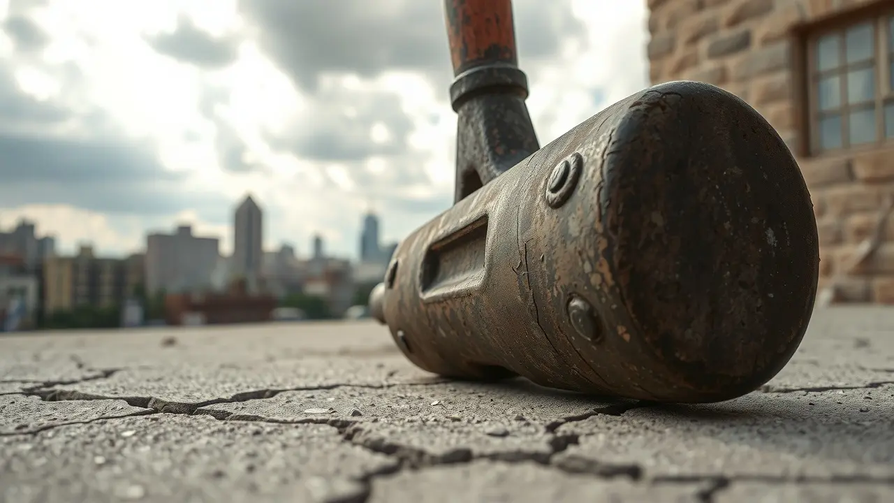 Significado de Sonhar com Marreta: Força, Decisão e Transformação Marreta apoiada em concreto rachado