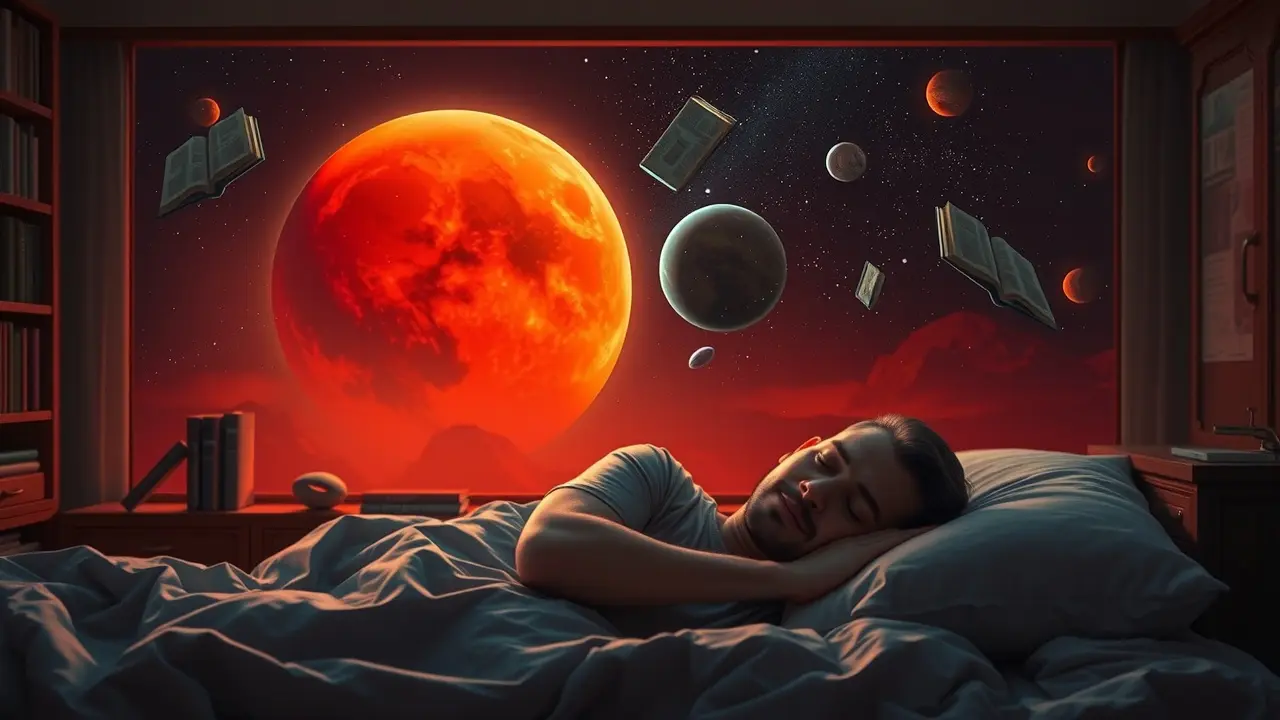 Sonhar com Marte: Desvende os Significados e Simbolismos Pessoa sonhando com o planeta Marte no céu noturno