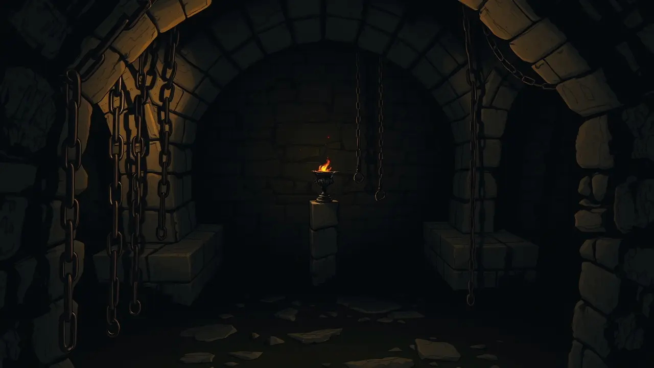 Sonhar com Masmorra: Descubra o Significado Oculto e Seus Avisos Interior escuro de masmorra iluminado por tocha.