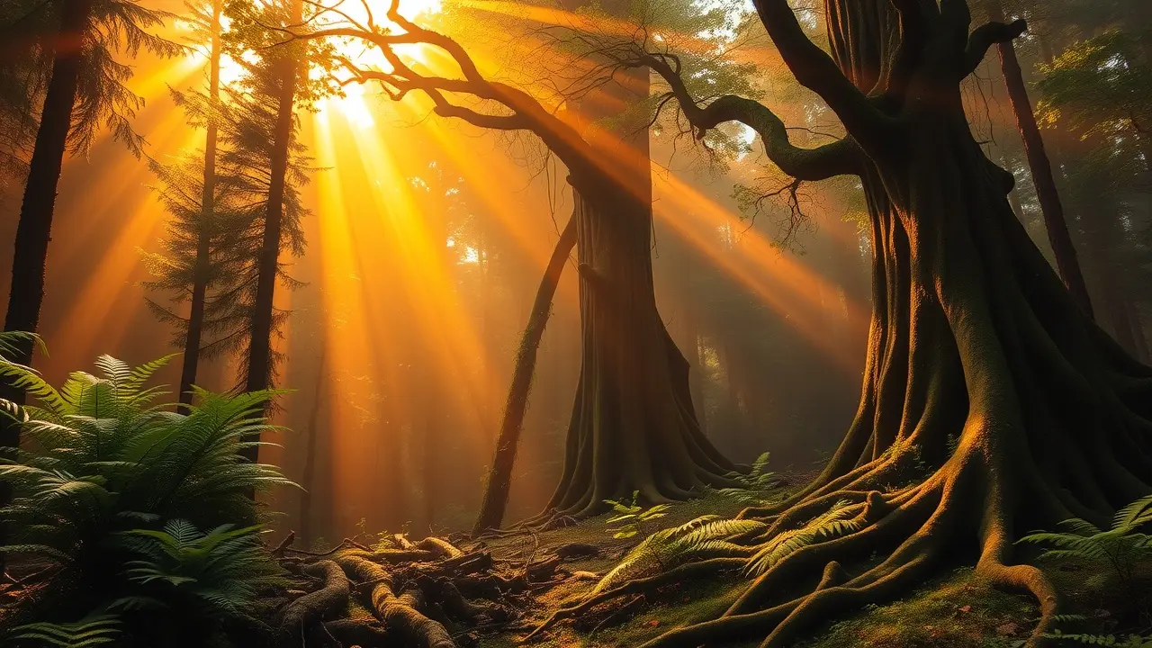 Sonhar com Mata: Desvende os Significados Ocultos Floresta exuberante iluminada pelo sol