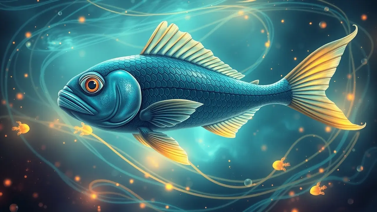 Homem sonhando com matsya no oceano