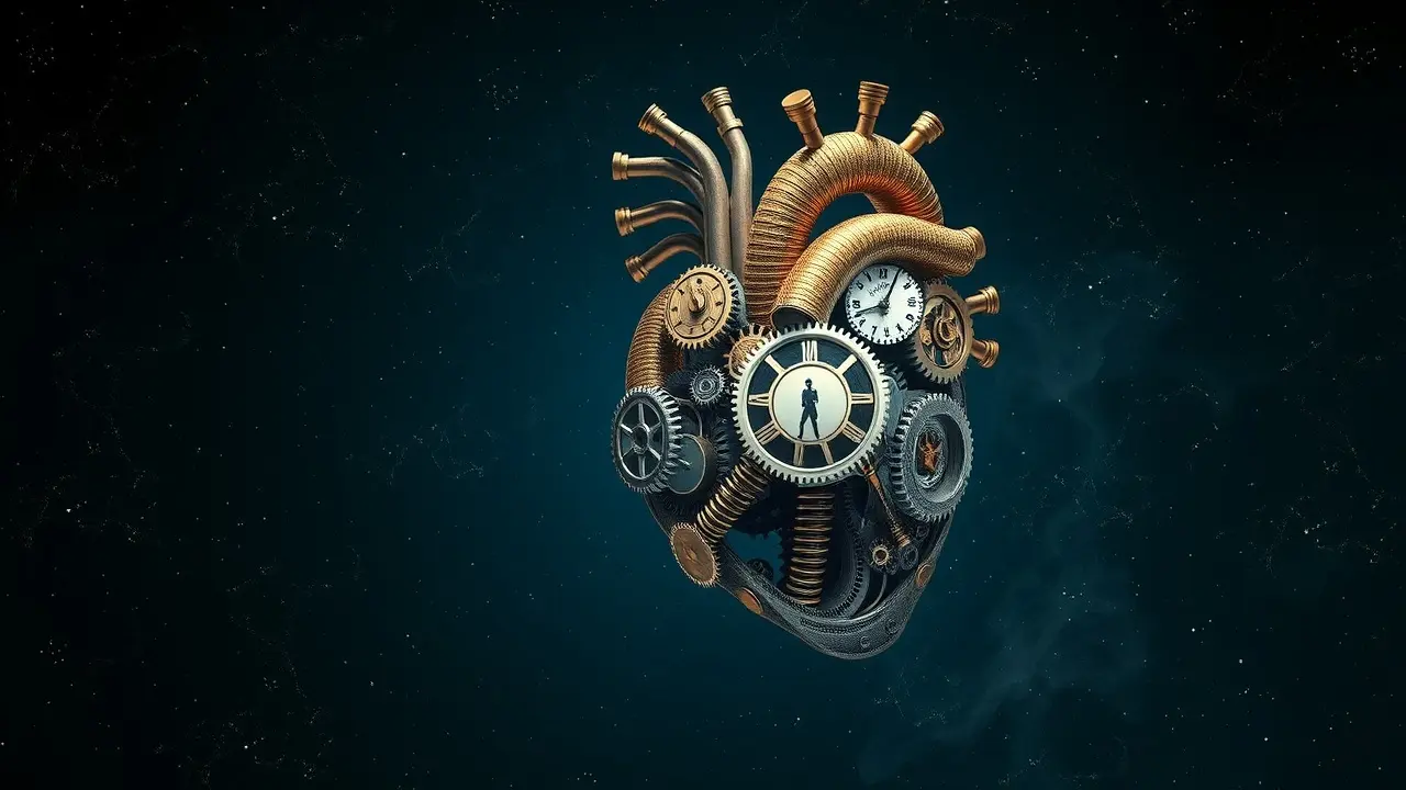 Coração mecânico feito de engrenagens.