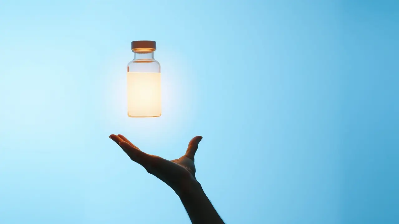 Sonho com frasco de remédio luminoso.