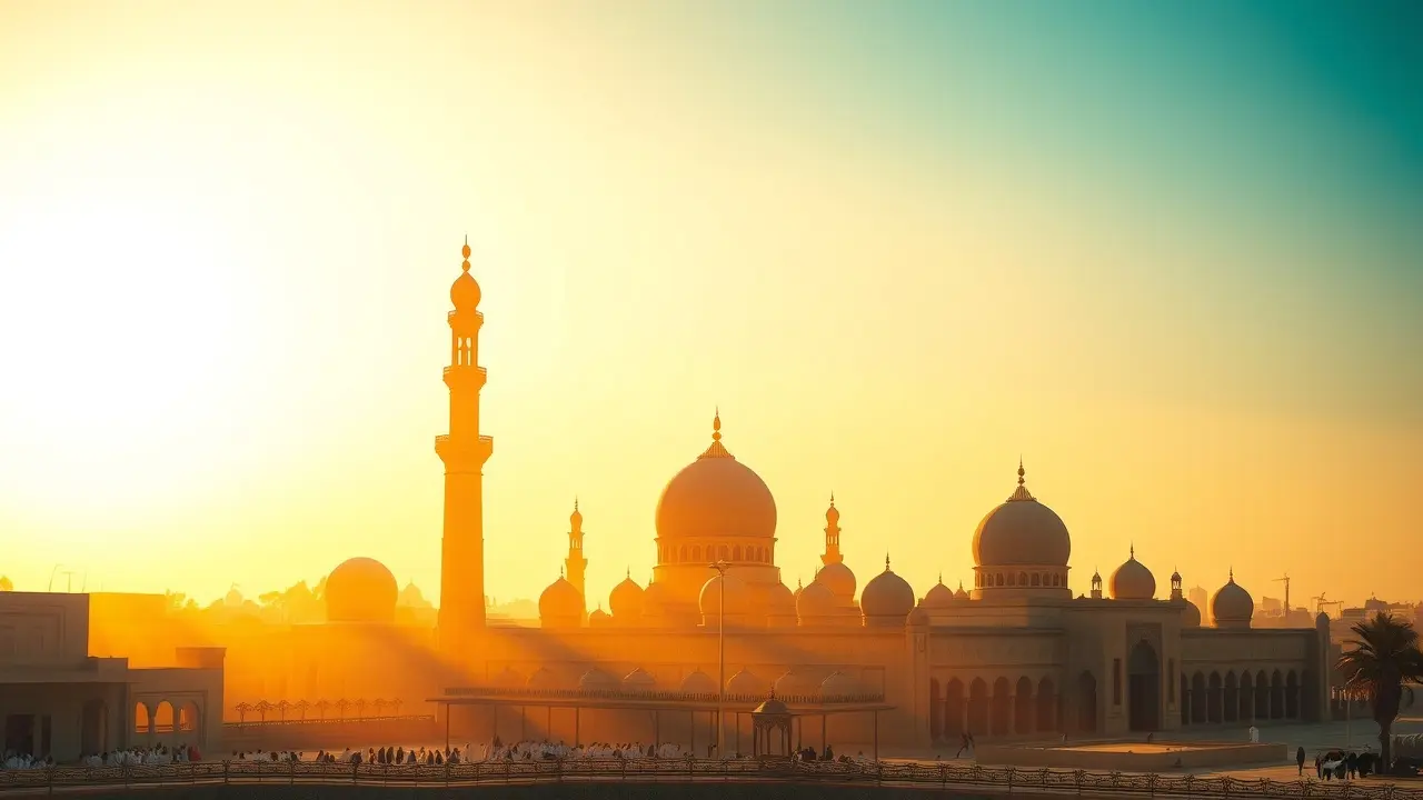 Visão serena de Medina ao amanhecer