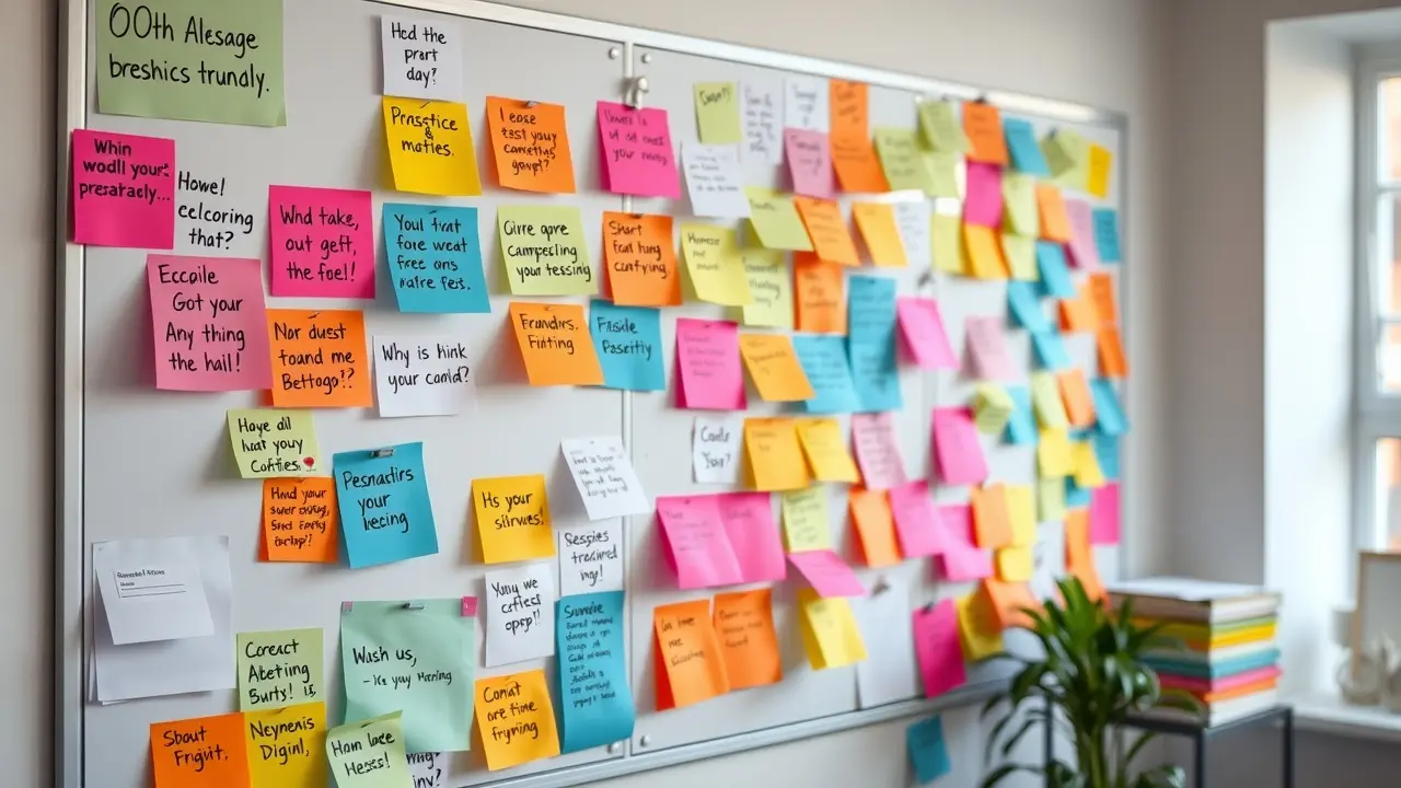 Sonhar com Memoboard: Descubra os Significados e Interpretações Memoboard com recados coloridos