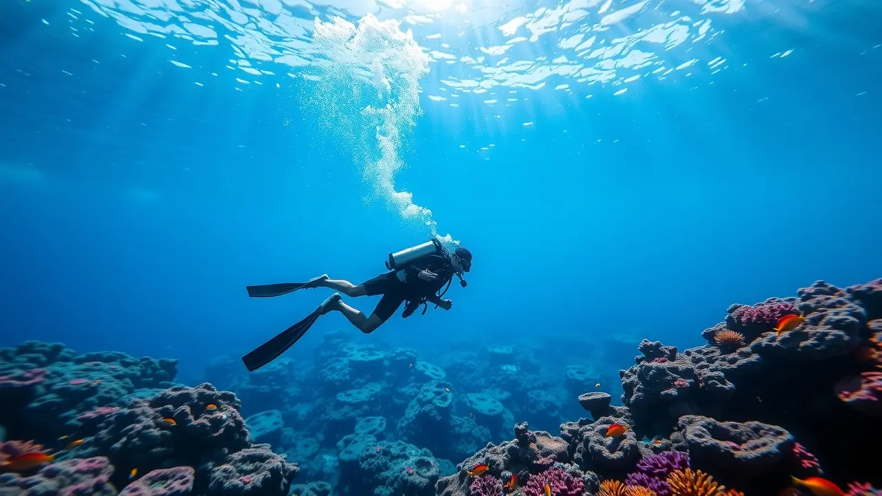 Sonhar com Mergulho: Descubra os Significados e Interpretações Mergelhador explorando o oceano em sonho.
