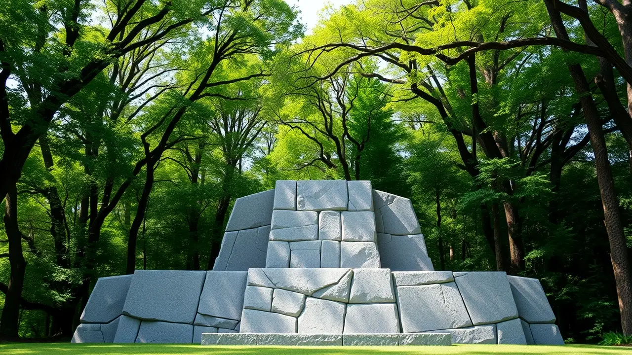 Sonhar com Mesa de Pedra: Descubra o Significado e as Interpretações Mesa de pedra em meio a uma floresta exuberante.