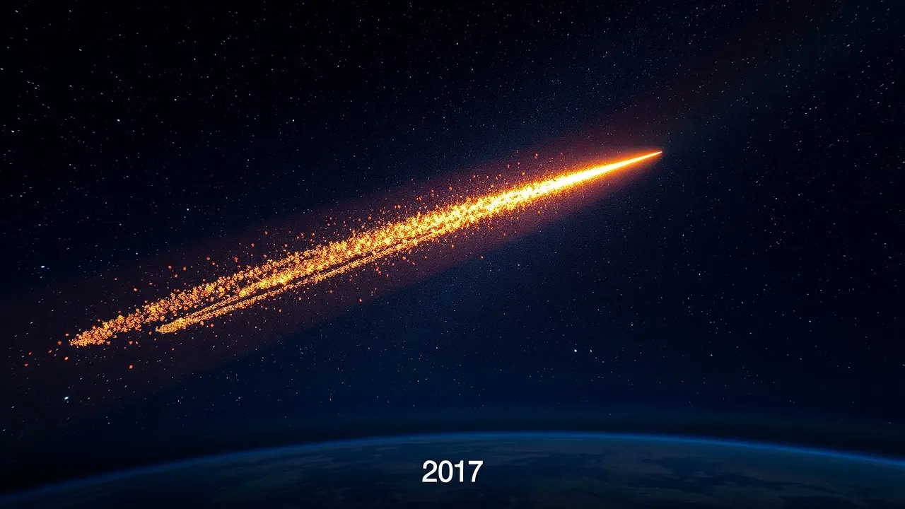 Meteorito riscando o céu noturno