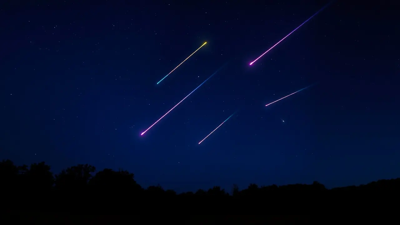 Chuva de meteoros iluminando o céu noturno