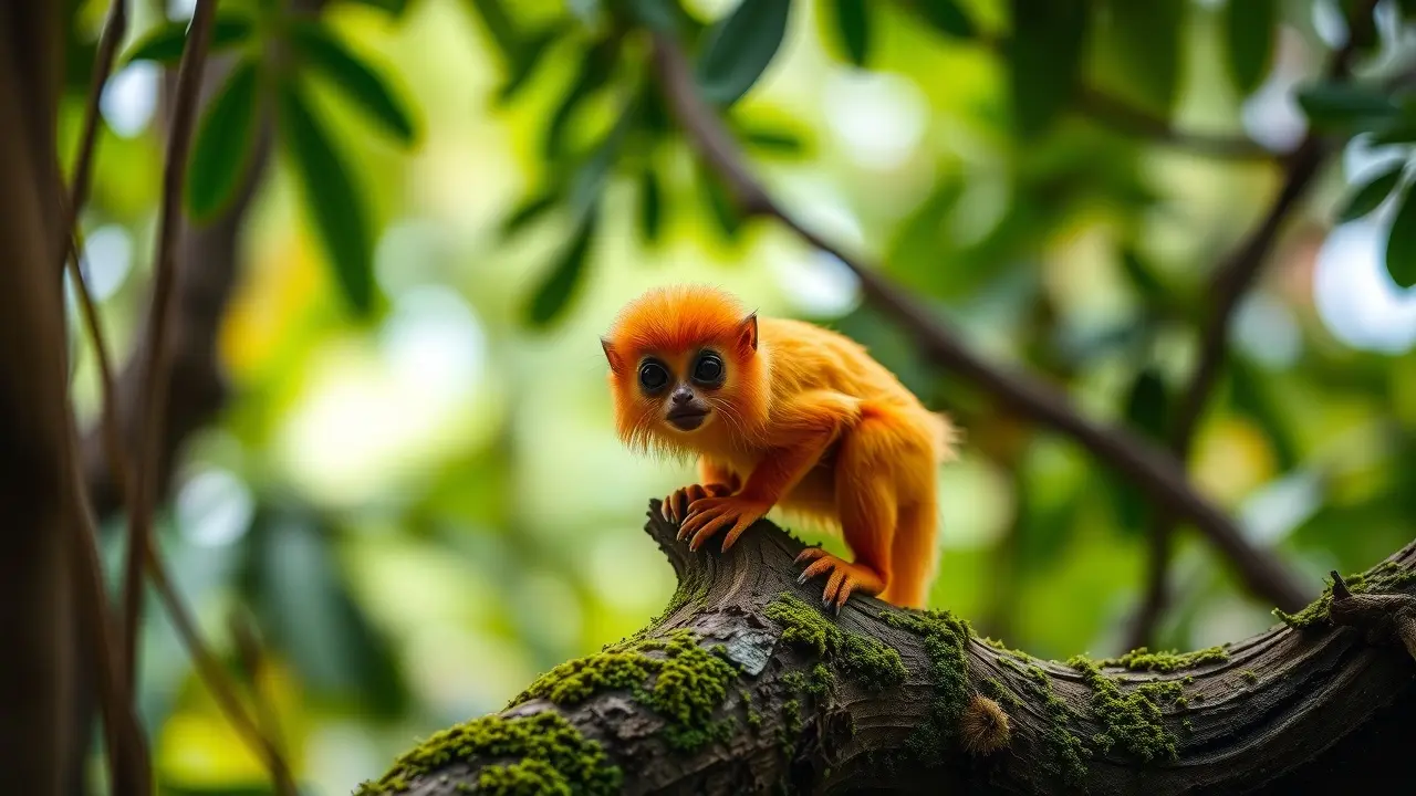Mico-leão-dourado na floresta