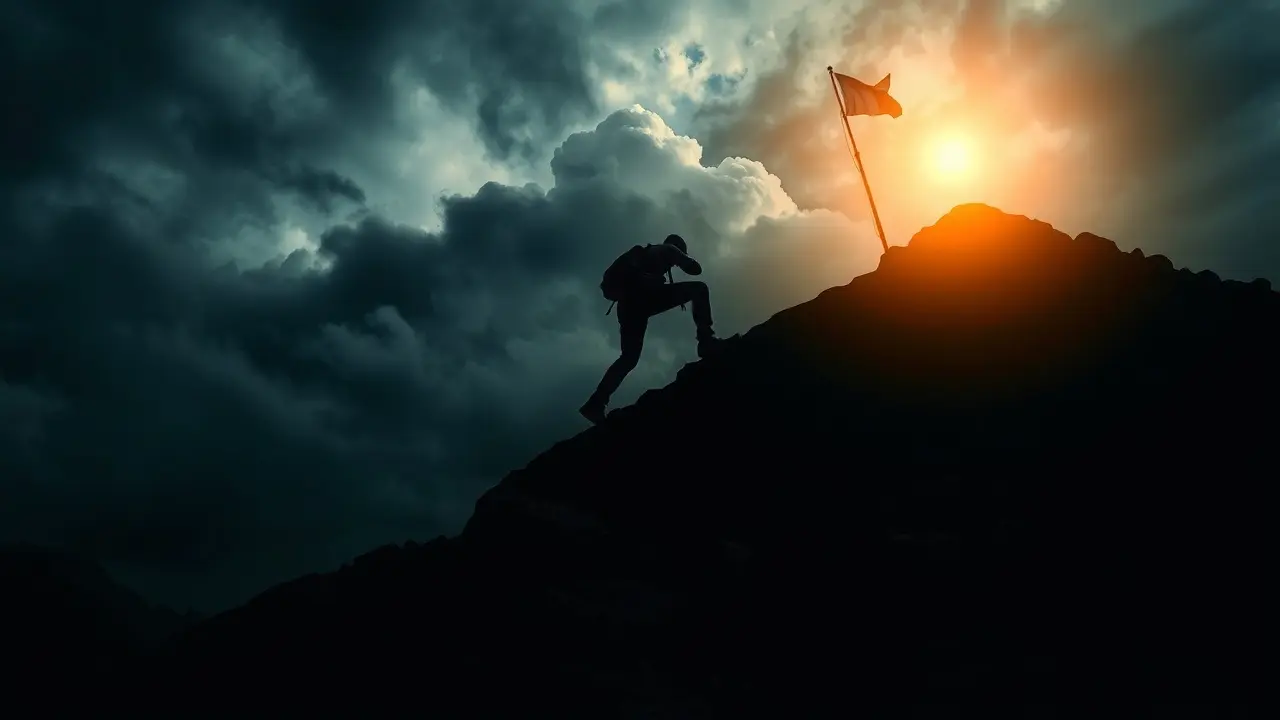 Sonhar com Miséria: Descubra o Significado e Interpretações Pessoa lutando em caminho rochoso, simbolizando esperança apesar da dificuldade