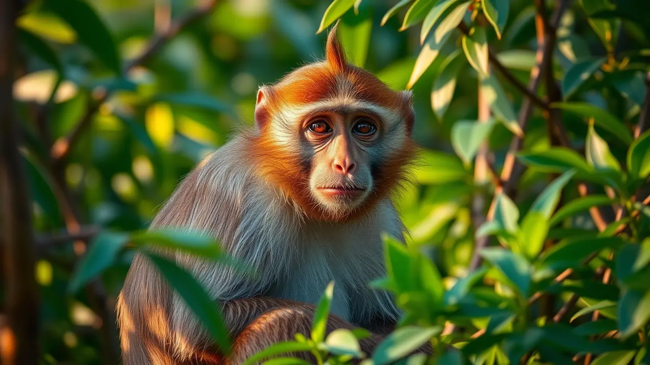 Significado de Sonhar com Macaco: Desvendando os Mistérios da Mente Macaquinho em meio à folhagem verde.