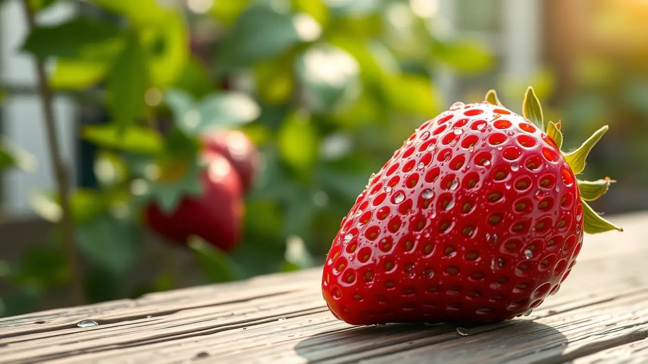 Morango vermelho e maduro.