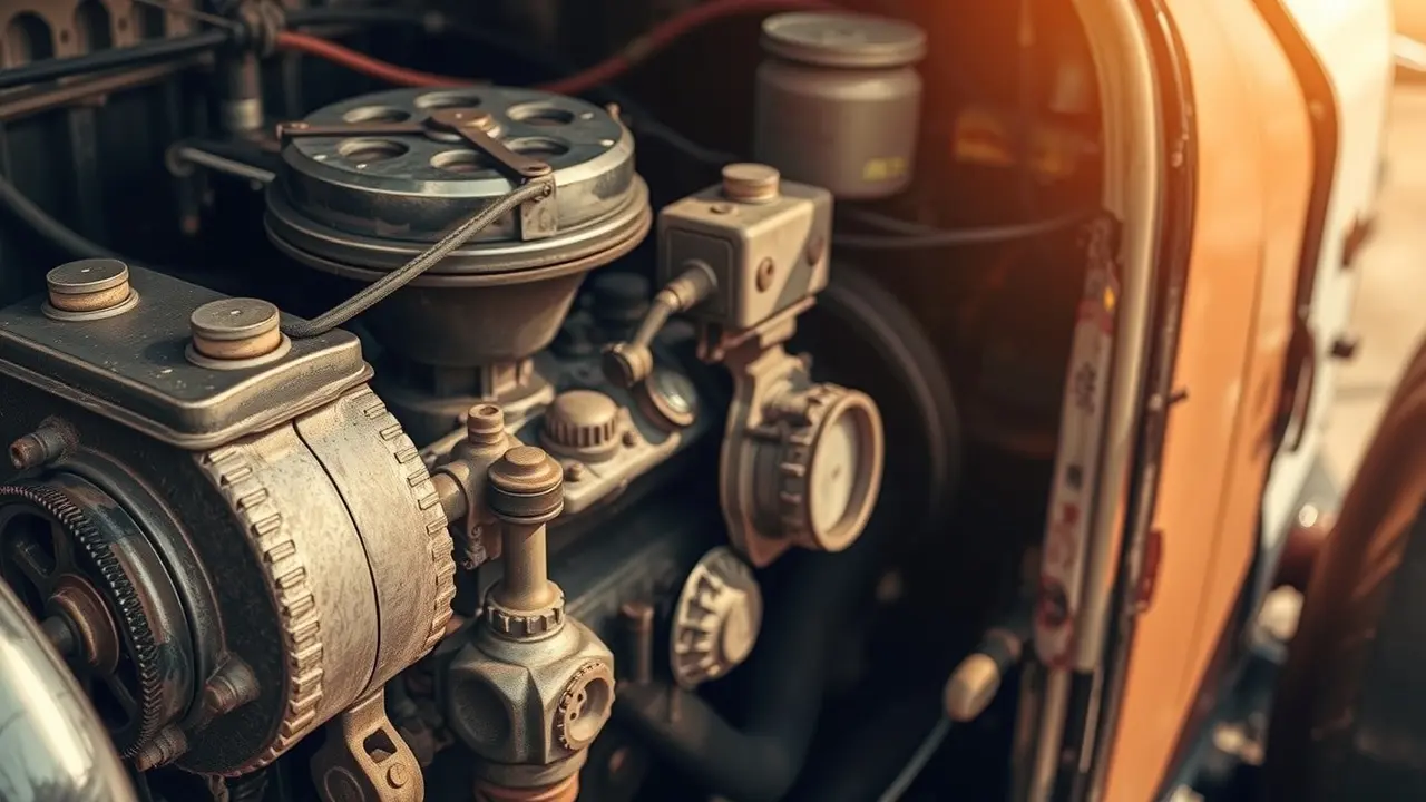 Motor de carro antigo, detalhe e nostalgia