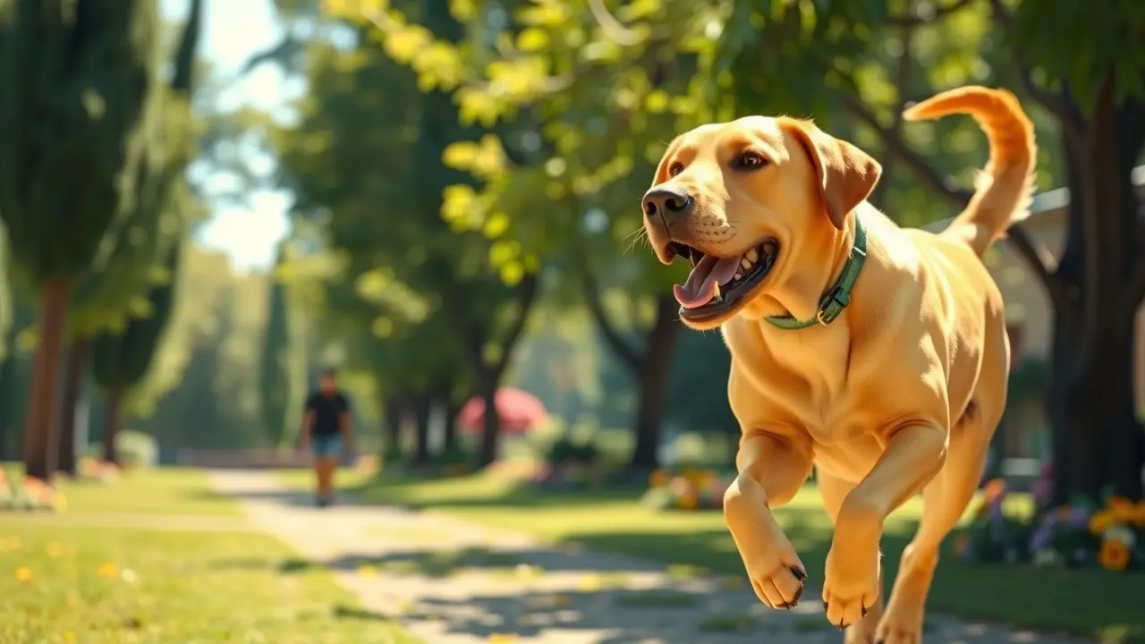 Mr. Peanutbutter sorrindo em um parque