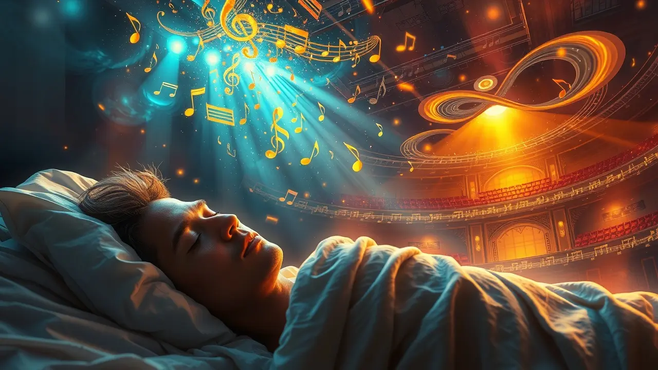 Sonho com músico em um palco onírico