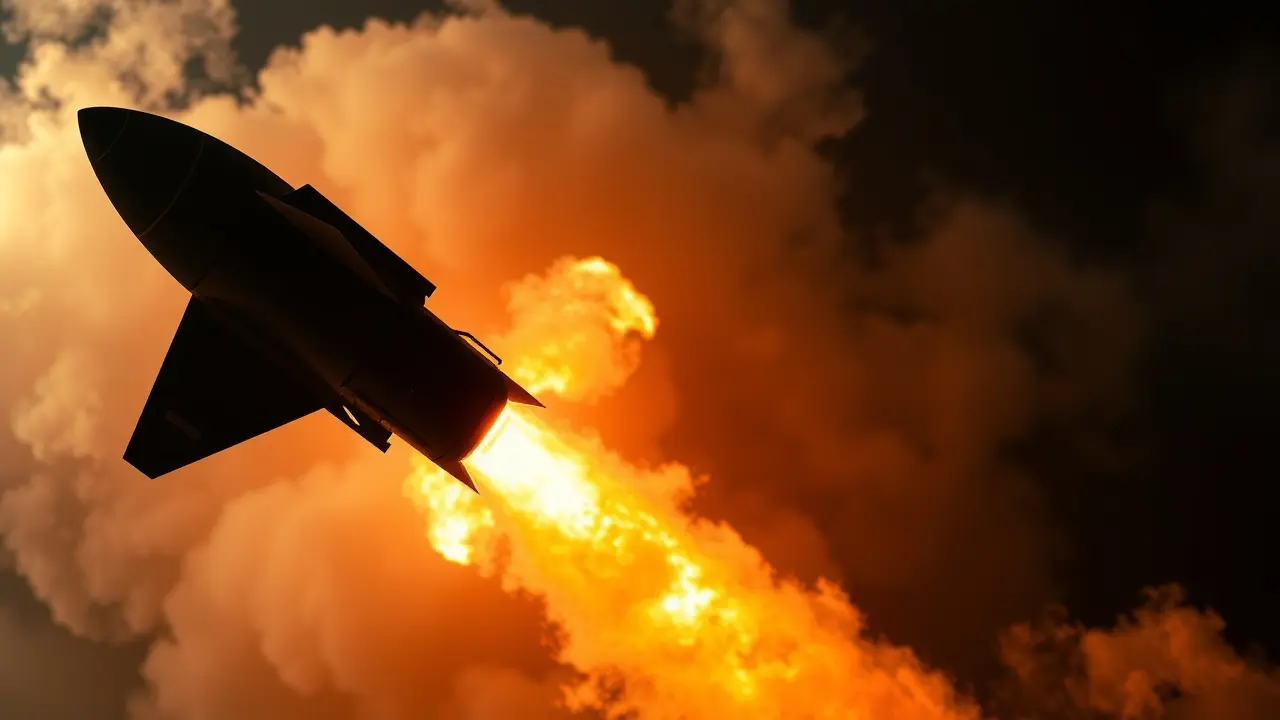 Sonhar com Míssil: Descubra o Significado e as Interpretações! Míssil contra explosão no céu noturno.