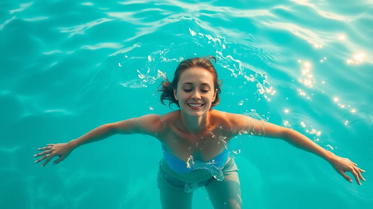 Pessoa nadando em águas cristalinas