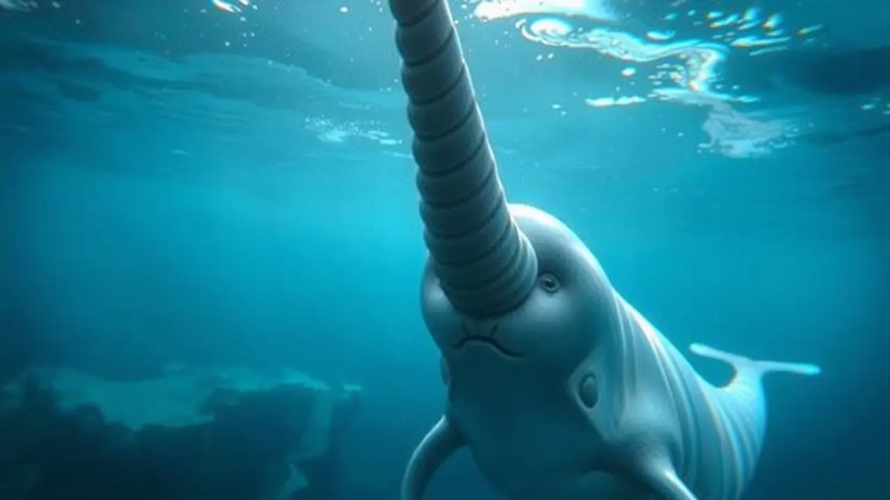 Sonhar com Narval: Descubra o Significado e as Interpretações Narval nadando em águas claras do ártico