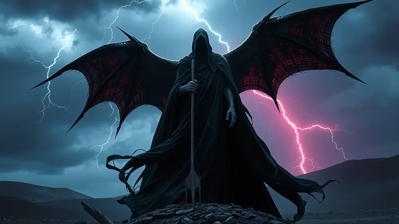 Nazgul imponente em paisagem desolada