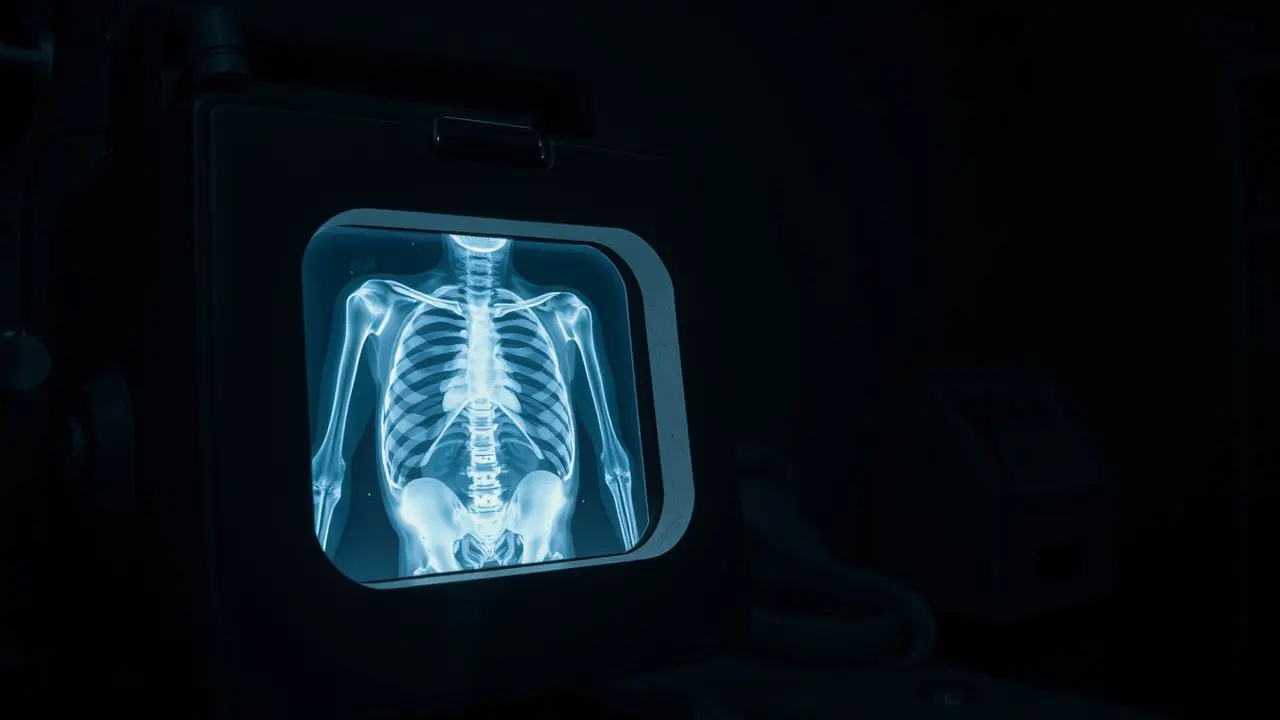 Significado de Sonhar com Negatoscópio: Uma Análise Detalhada Negatoscópio iluminado mostrando radiografia