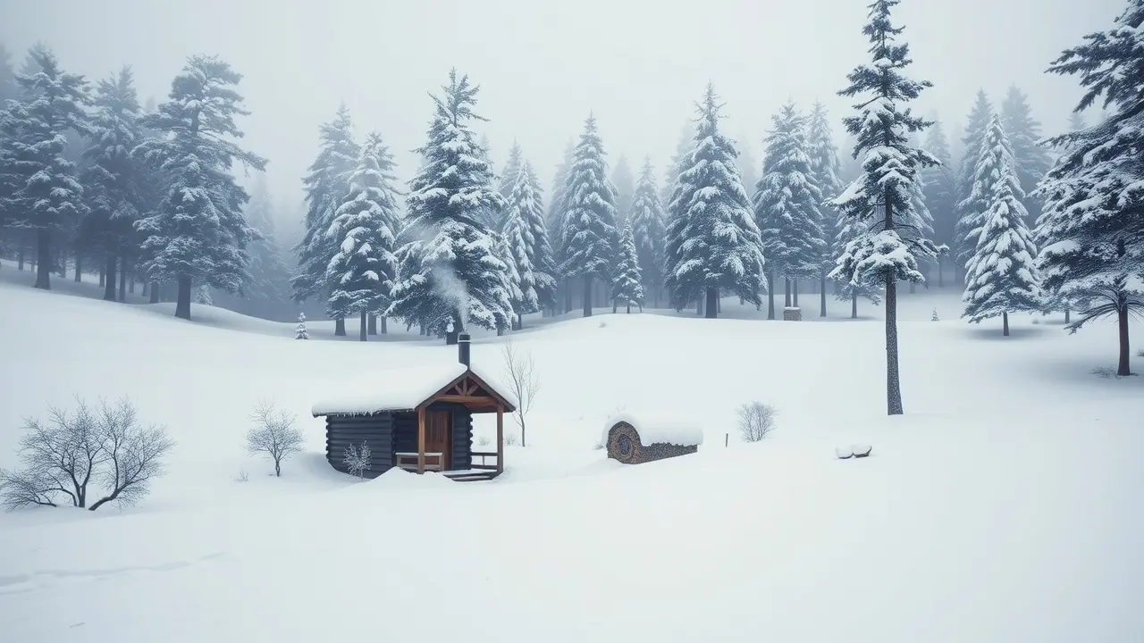 Paisagem de inverno com neve fresca