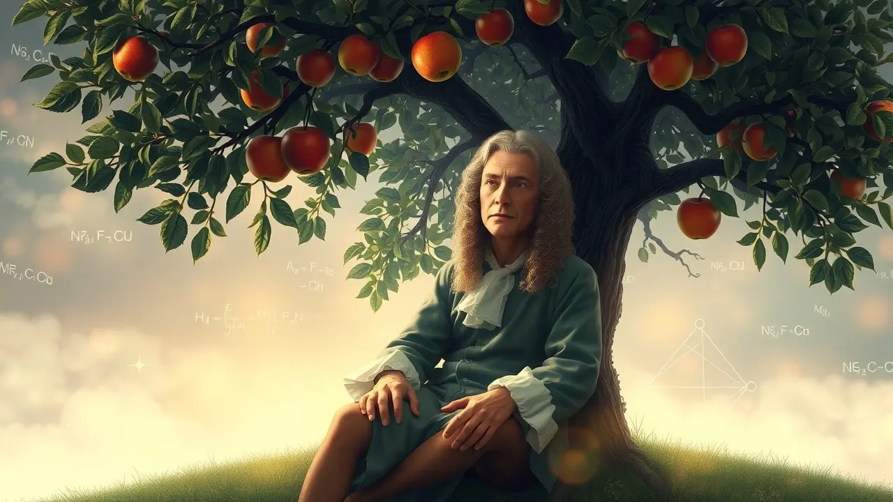 Sonho com Isaac Newton meditando sob macieira