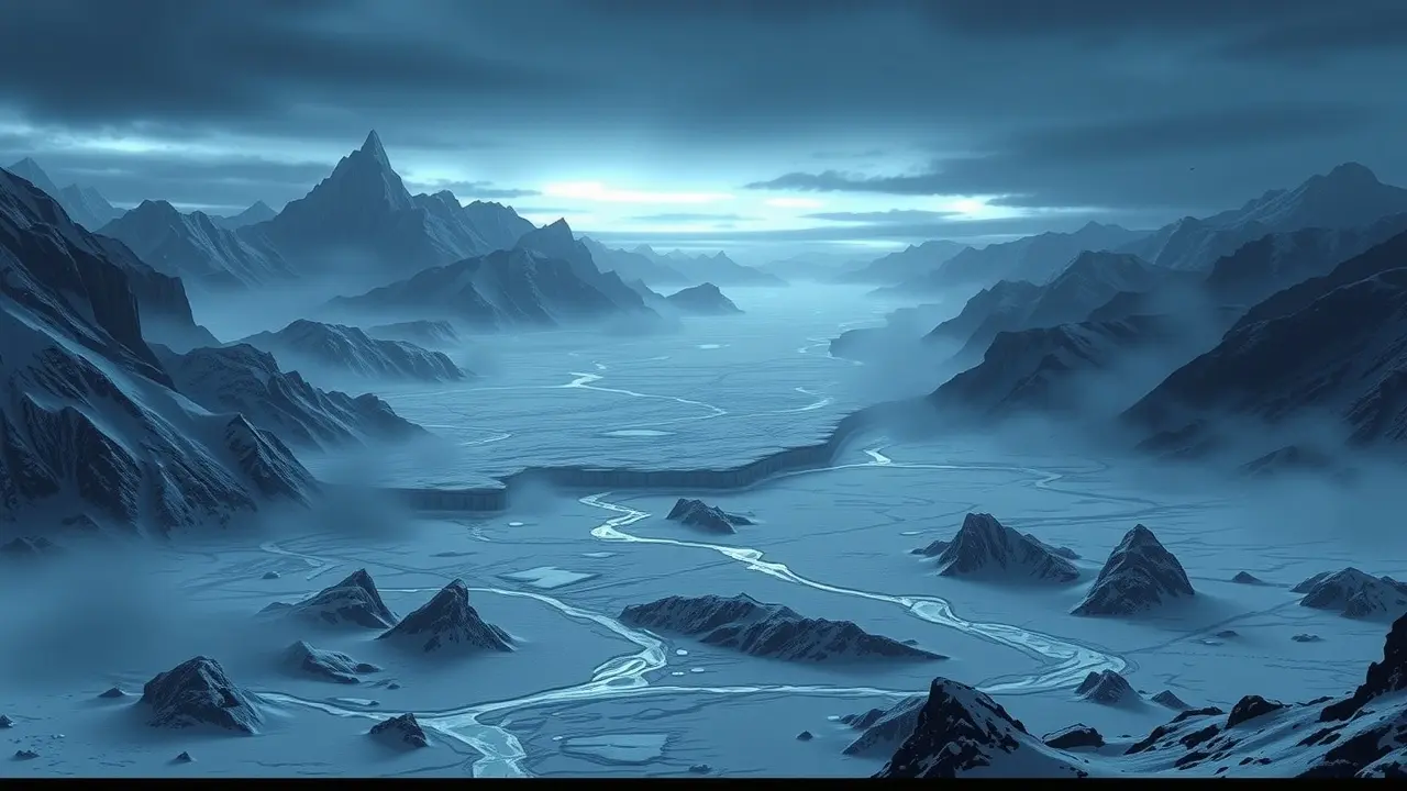 Paisagem gélida de Niflheim em sonho