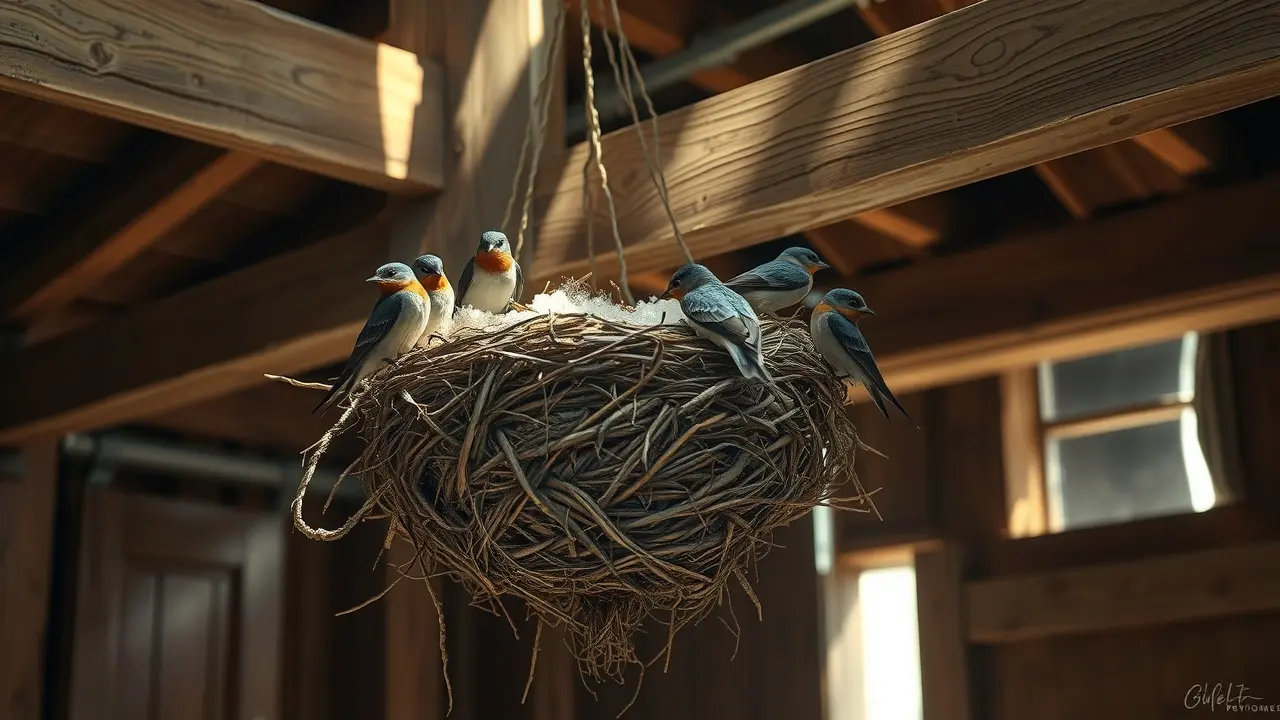 Ninho de andorinha aconchegante