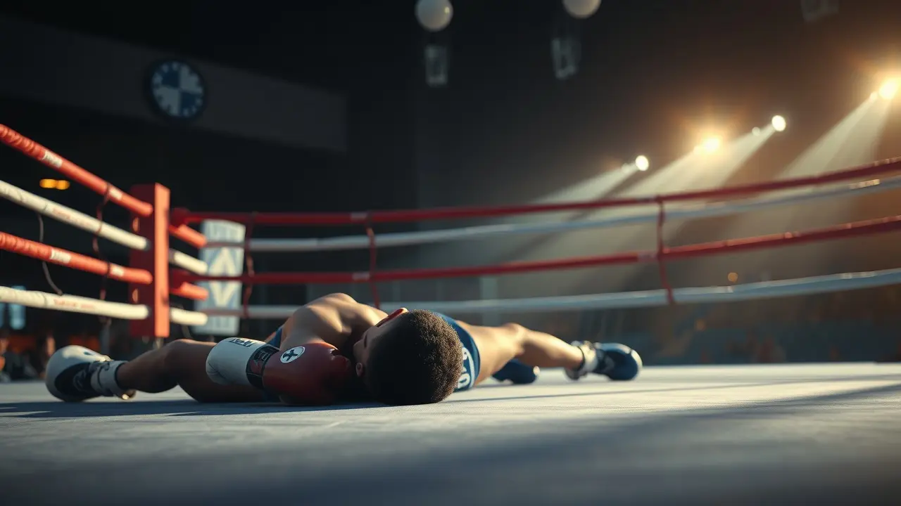 Sonhar com Nocaute: Descubra o Significado Oculto! Boxeador nocauteado no ringue