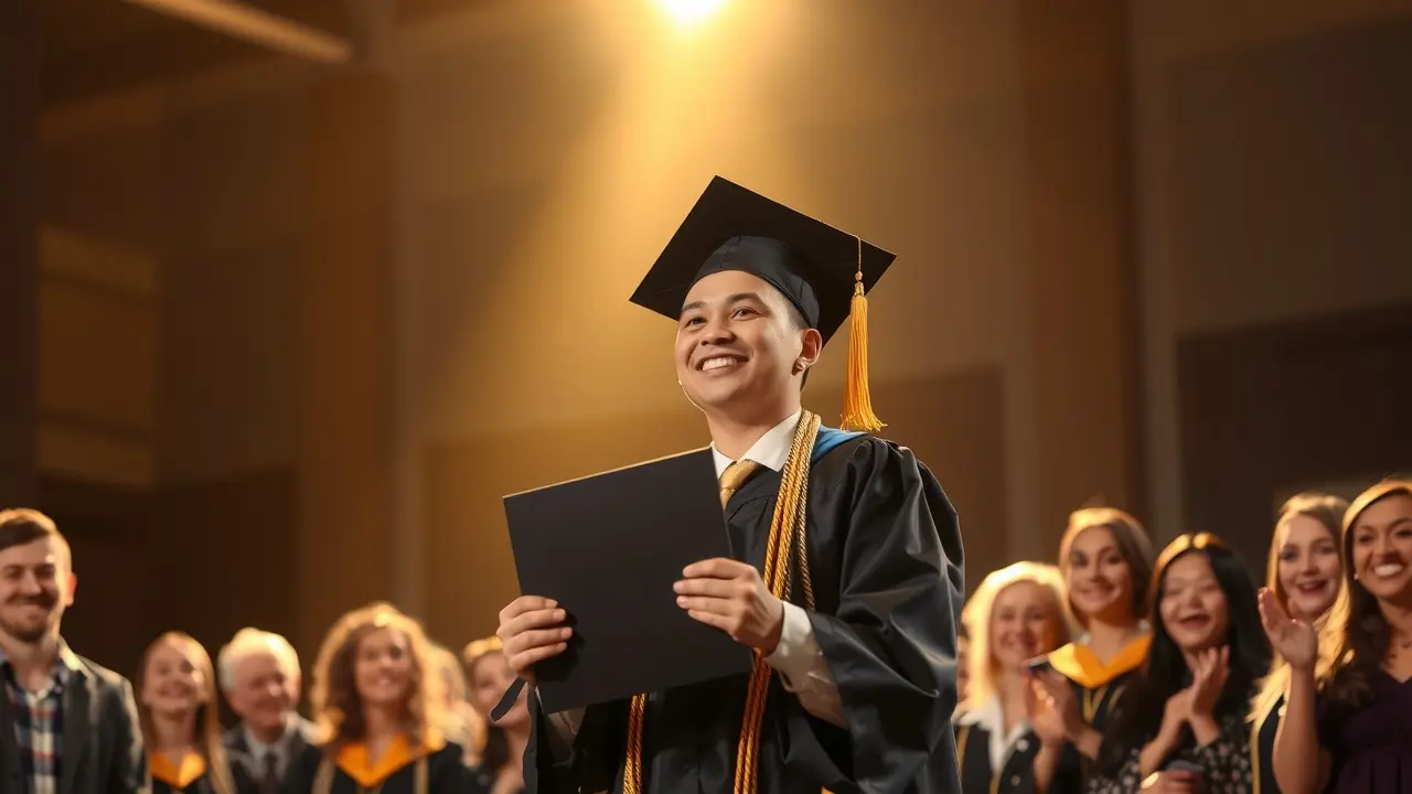 Sonhar com Nomeação: Descubra o Significado e as Interpretações Pessoa recebendo diploma em formatura.