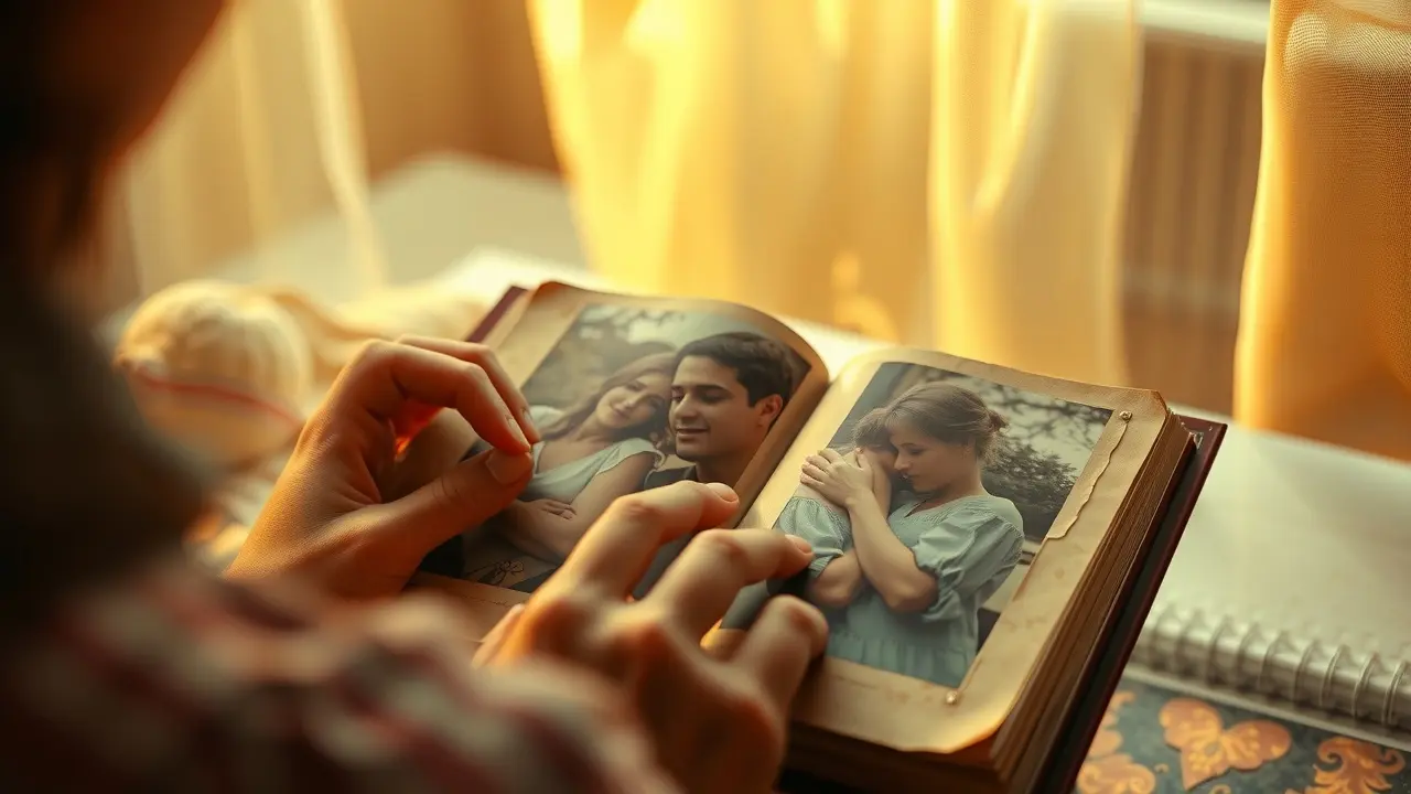 Sonho nostálgico com álbum de fotos antigo