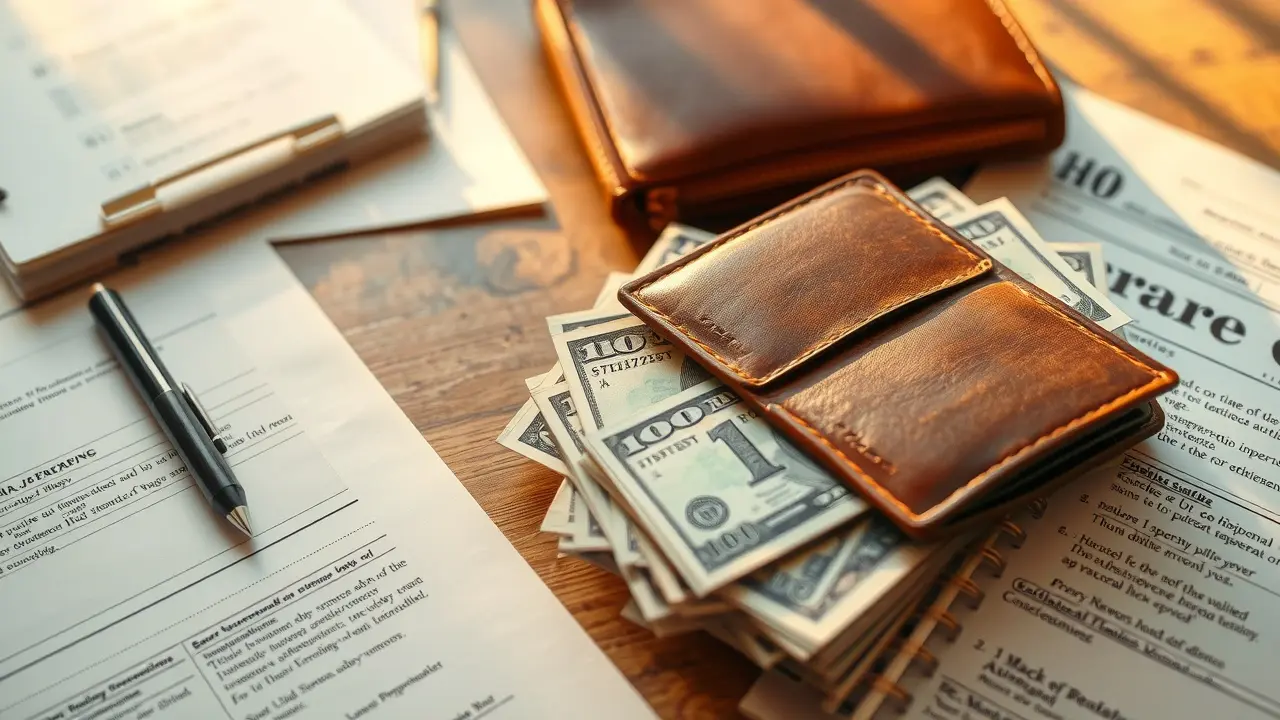 Significado de Sonhar com Noteiro: Decifre os Sinais do Seu Subconsciente Noteiro cheio de dinheiro em uma mesa iluminada