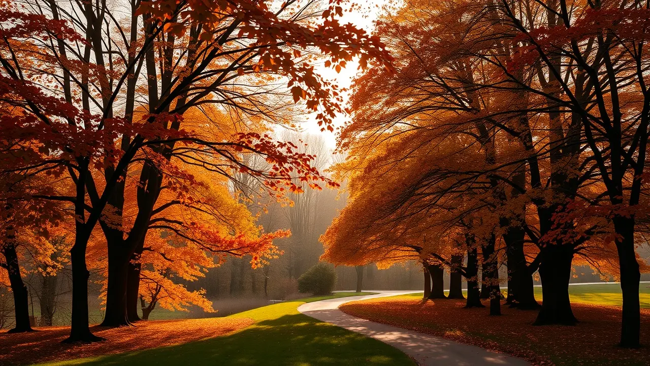 Sonhar com Novembro: Descubra os Significados e Interpretações Paisagem serena de novembro com árvores coloridas