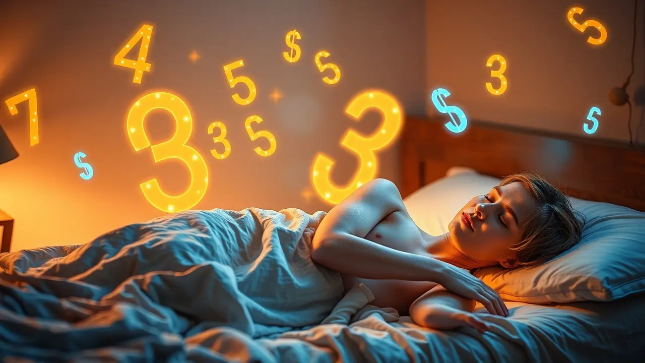 O Significado Profundo de Sonhar com Numerologia Pessoa sonhando com números brilhantes