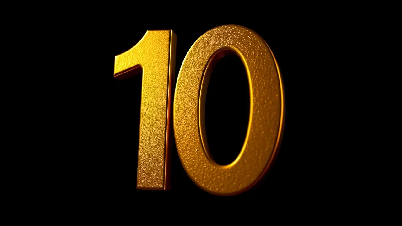 Número 10 dourado em fundo preto
