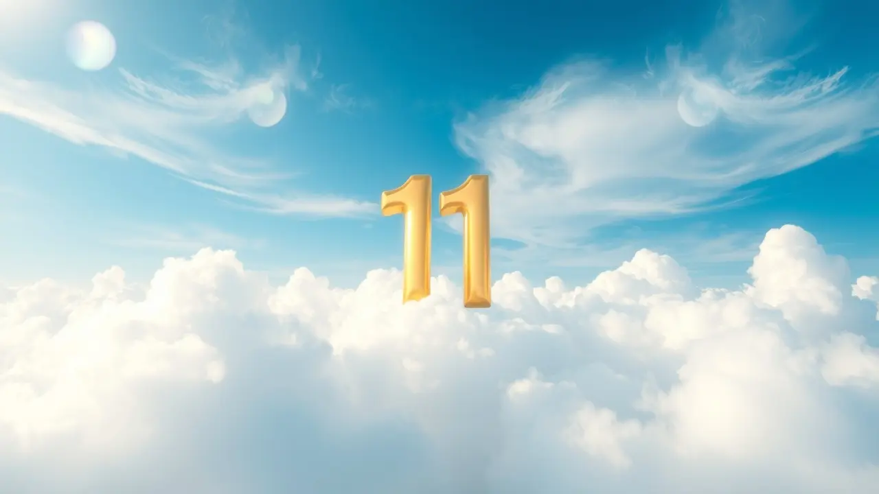 Número 11 dourado flutuando no céu