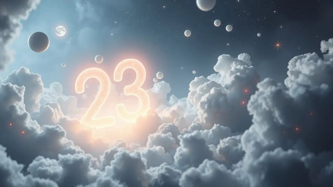 Significado de Sonhar com o Número 23: Revelações e Sincronicidades O número 23 brilhando em um sonho místico