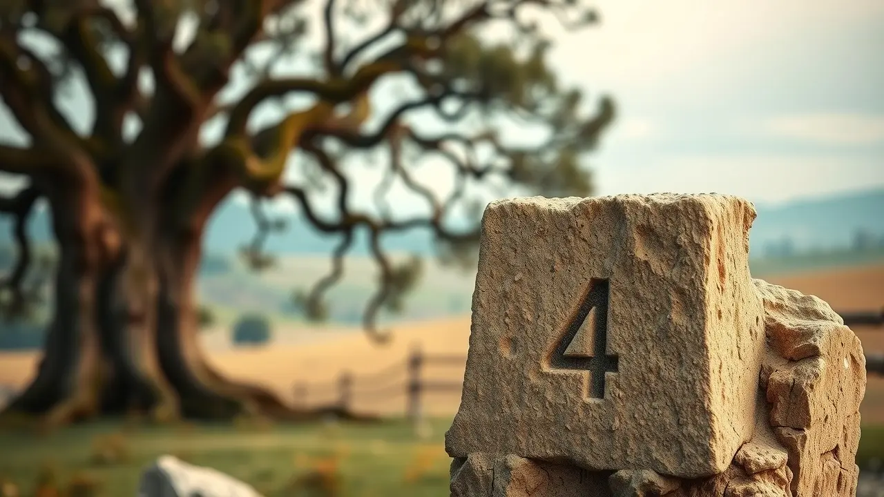 Sonhar com Número 4: Descubra o Significado e as Interpretações Número 4 gravado em pedra, simbolizando estabilidade
