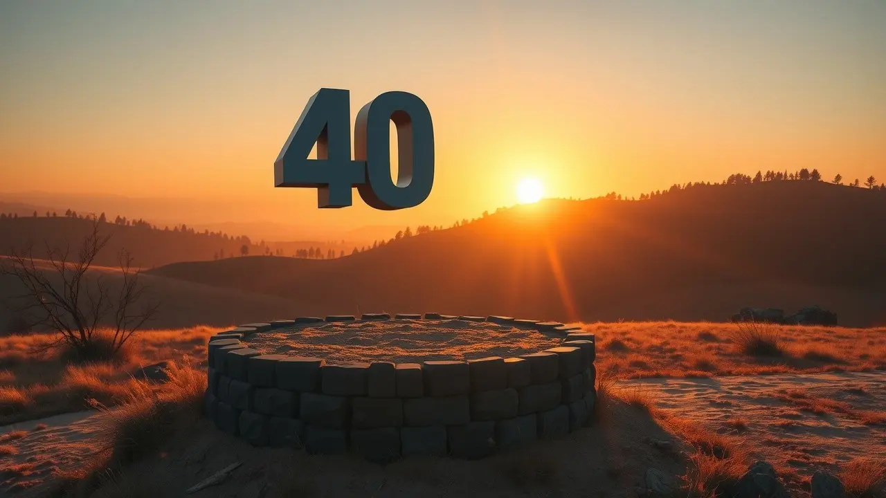 Sonhar com Número 40: Descubra o Significado e as Mensagens Ocultas! Número 40 flutuando sobre fundação de pedra sólida
