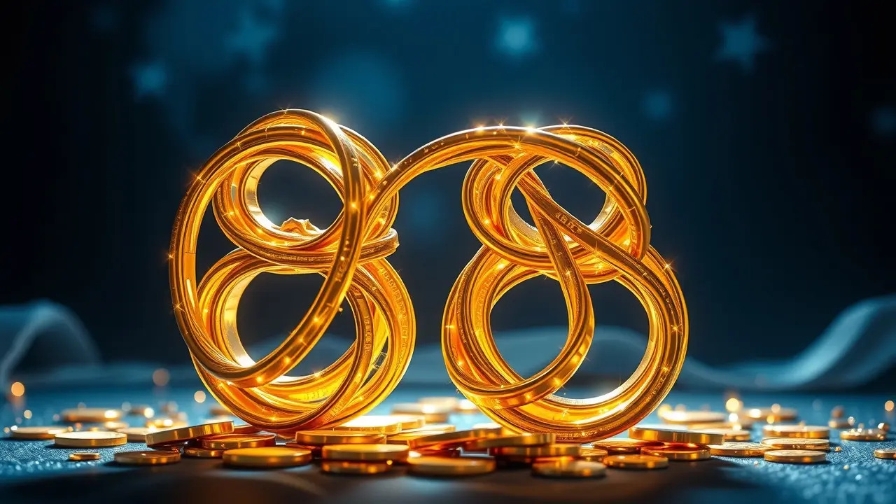 Número 88 dourado representando abundância e prosperidade