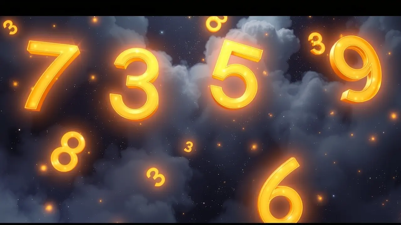 Números da Mega-Sena flutuando em um sonho.