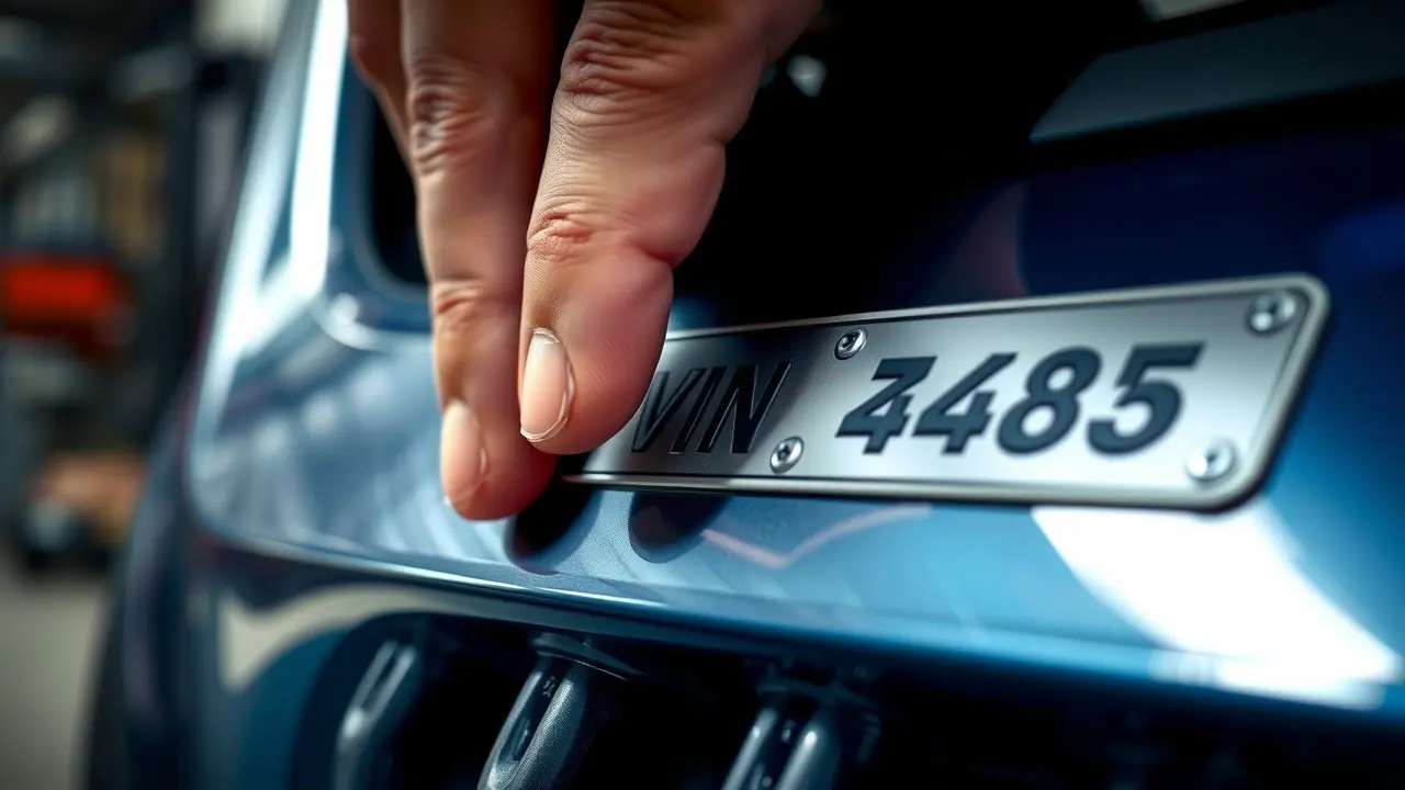 Mecânico inspecionando o número de chassi de um carro.