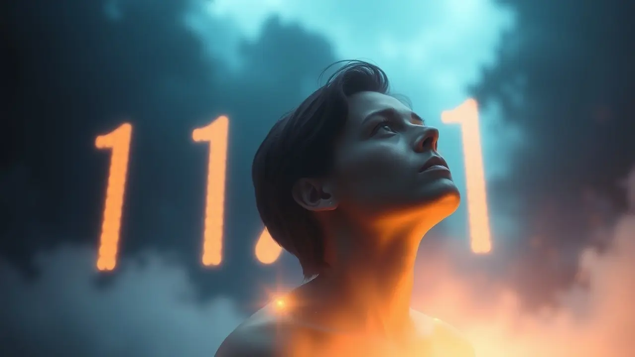 Homem olhando para o número 11:11 em sonho.