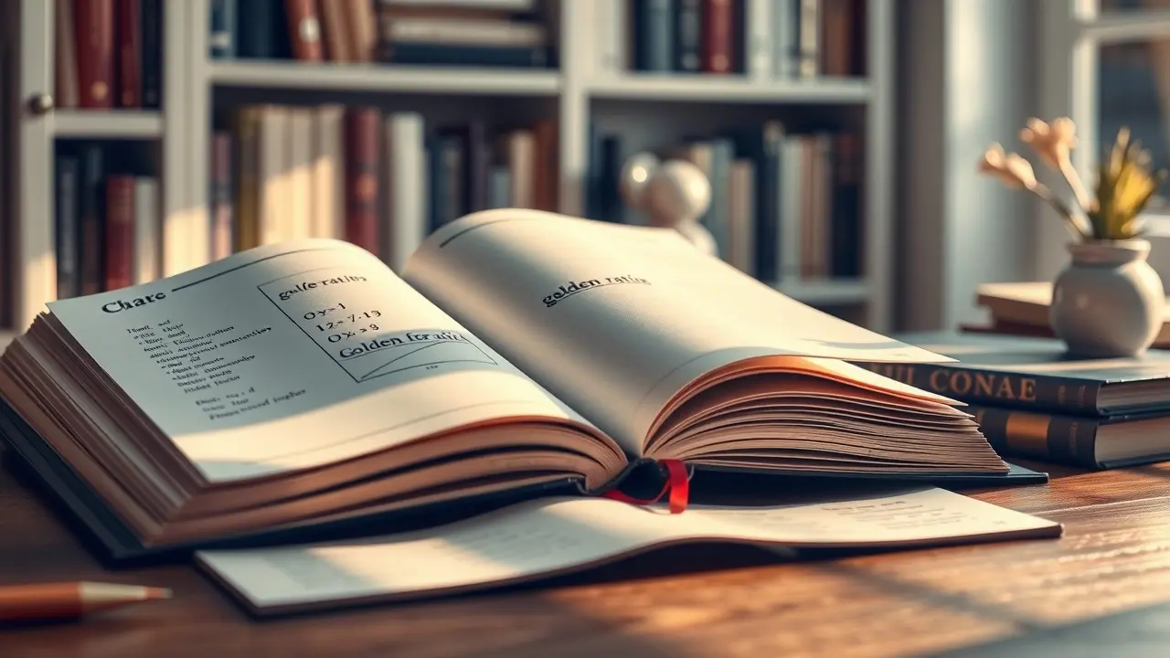 Livro aberto mostrando a fórmula do número Phi